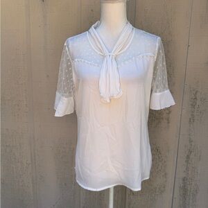 JB Collection Elegant White Sheer Blouse